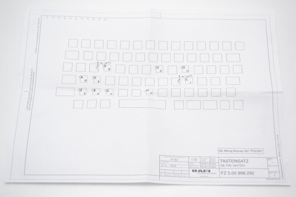 Zestaw przycisków PL do klawiatury GE VIVID S5/S6, P/N: 5427531, GE Almog Keycap Set "POLISH"